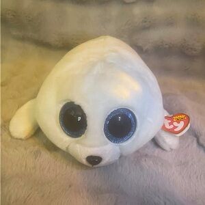 Ty Icy White Seal 11" Plush Beanie Boos Bean Bag Stuffed Animal 2017 Big Eyes